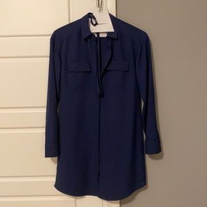 Express Navy Blue Business Button Up Dress